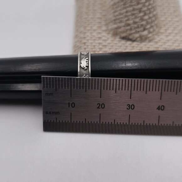 Size 6.5 Sterling Silver Small Rustic Elephants Ring A2173 - Picture 6 of 7